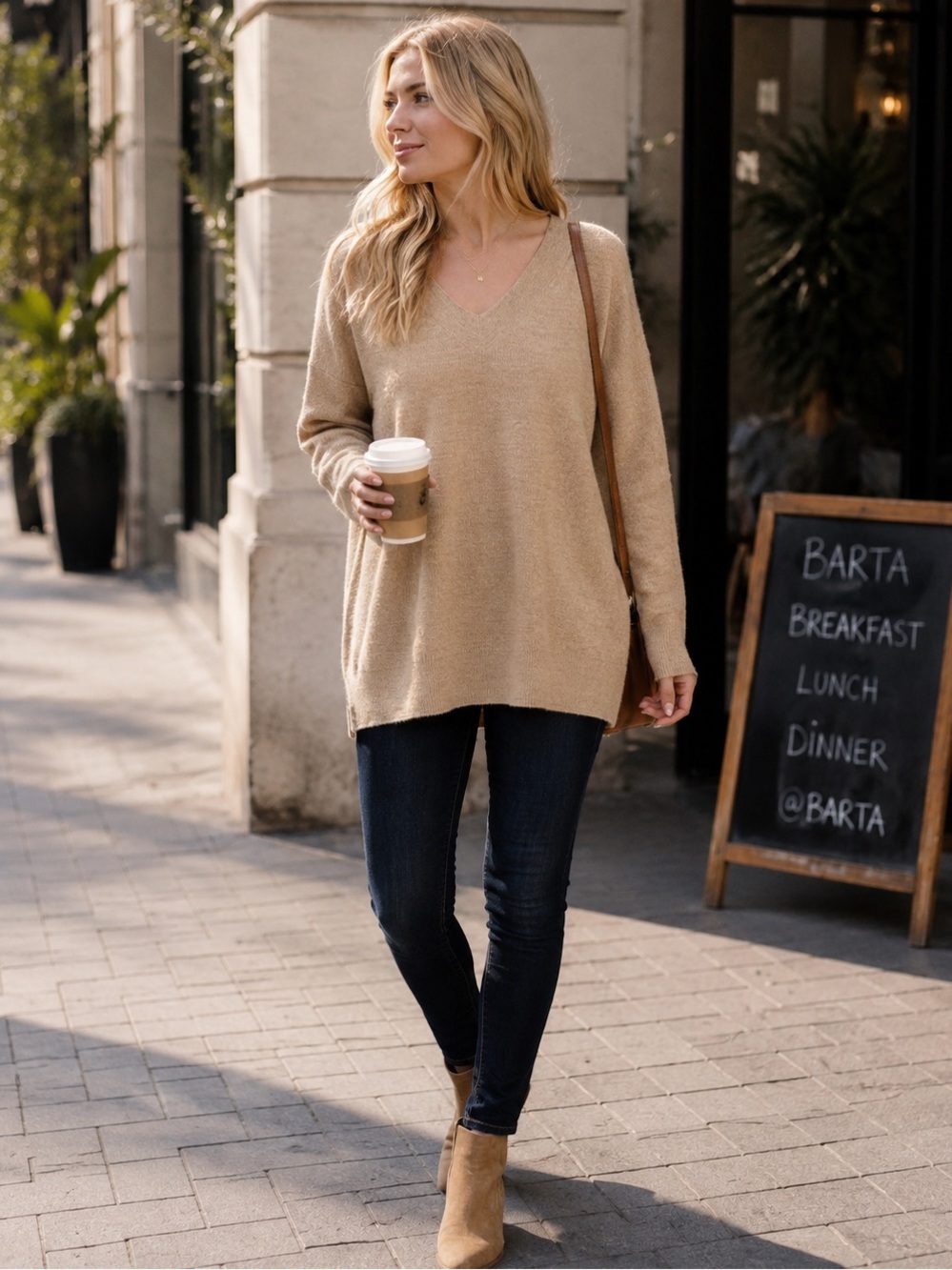 Croft & Barrow Tan V-Neck Lightweight Knit Sweater XXL
